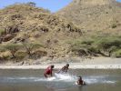 Assistant guides and Solomon enjoyed splashing each other, Beshlo gorge